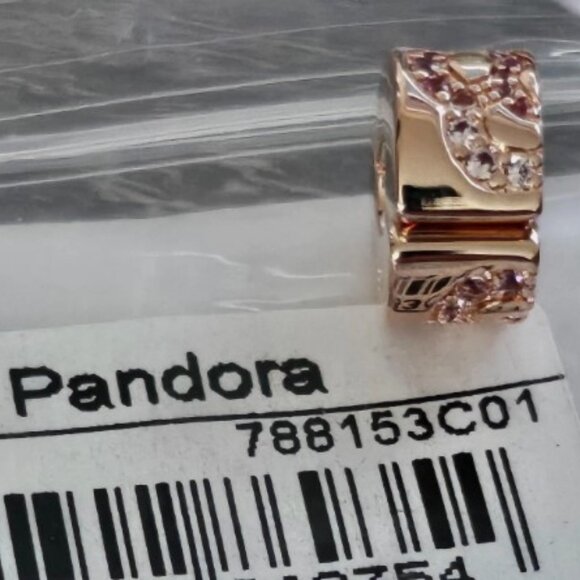 Authentic PANDORA *CHINA EXCLUSIVE* Rose Pink Fan Pattern Spacer Clip 788153C01 - Picture 4 of 15